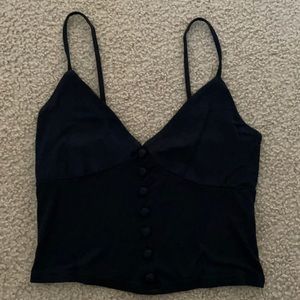 faux buttoned black crop top. in great condition. thinner material